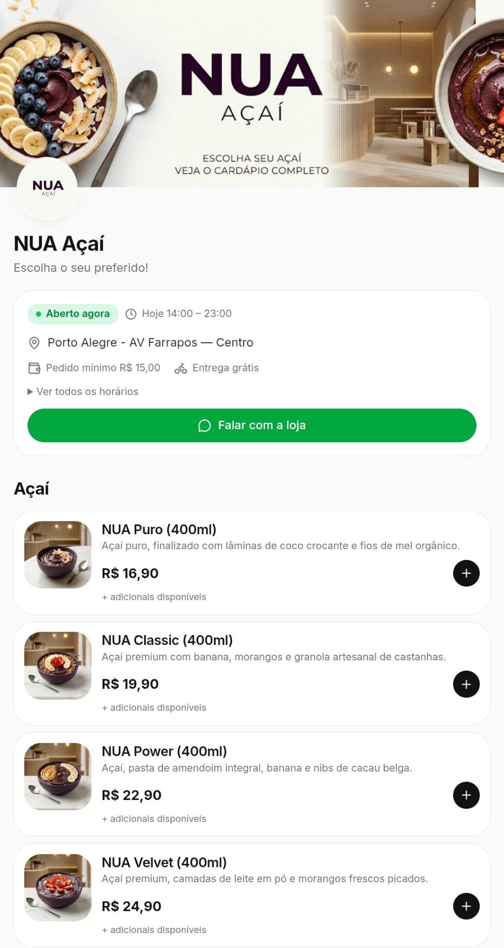 Cardápio digital público do MesaZap